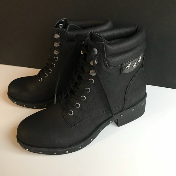 Rock & Candy Shoes - Rock & Candy Black Combat Boots NWT silver studs